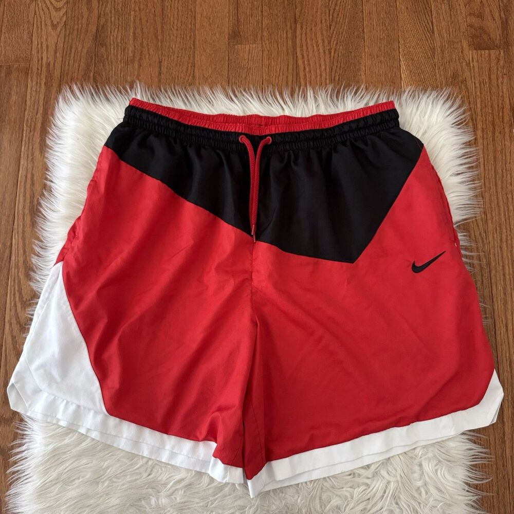 Nike Shorts Men’s XXL Red Dri Fit DNA Basketball Swoosh Athletic Gym Mesh Lined